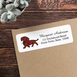 Red Smooth Hved Dachshund Ro Returadress Etikett