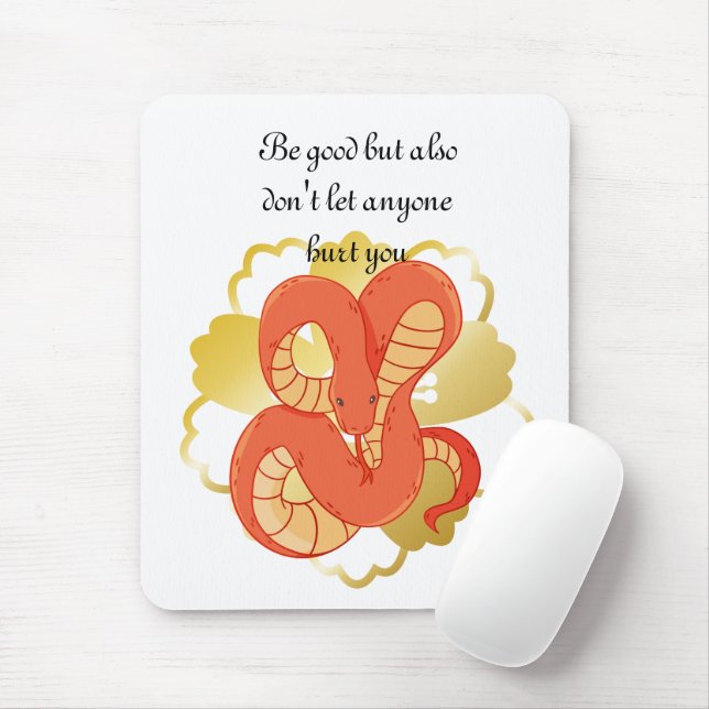 Red Snake on a Golden Flower" | Unik och luxuriös Musmatta (Med mus)