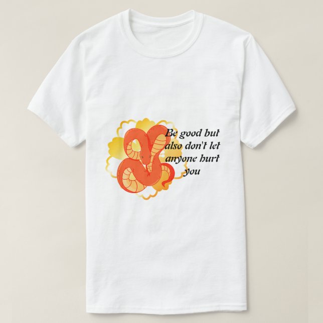Red Snake on a Golden Flower" | Unik och luxuriös T Shirt (Design framsida)