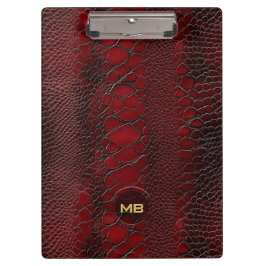 Red Snakeskin Leather Skriv ut Embossed Monogram