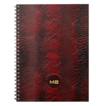Red Snakeskin Leather Skriv ut Embossed Monogram