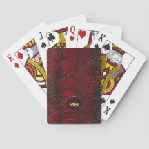 Red Snakeskin Leather Skriv ut Embossed Monogram