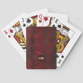 Red Snakeskin Leather Skriv ut Embossed Monogram Casinokort