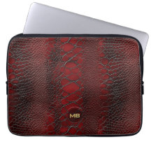 Red Snakeskin Leather Skriv ut Embossed Monogram