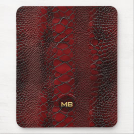 Red Snakeskin Leather Skriv ut Embossed Monogram Musmatta