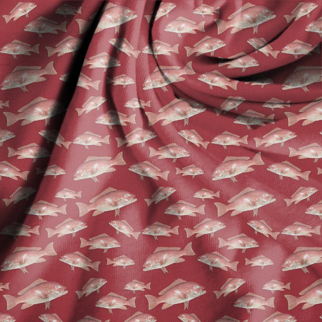 Red Snapper Fish Mönster Red Sewing Fabric Tyg (Skapare uppladdad)