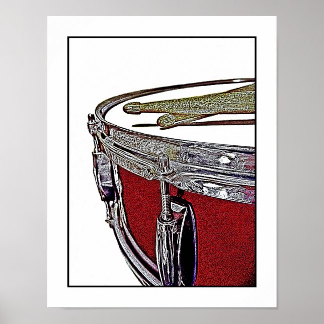 Red Snare Drum and Drumsticks Drum Poster Drummer (Framsidan)