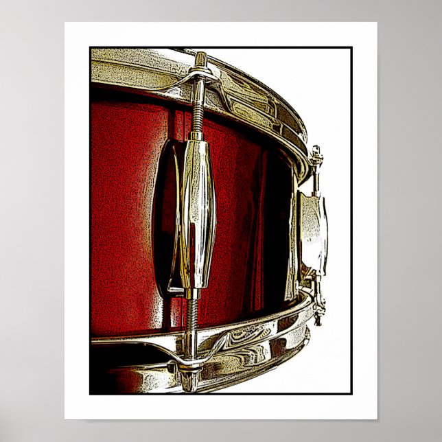 Red Snare Drum Print Drummer Musician Poster (Framsidan)