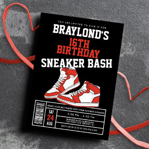 Red Sneaker Bash Birthday Inbjudningar