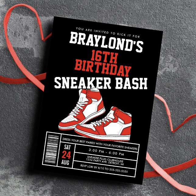 Red Sneaker Bash Birthday Inbjudningar (Skapare uppladdad)