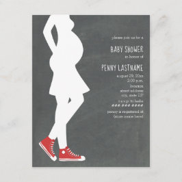 Red Sneakers Baby Bump Baby Shower Inbjudningar