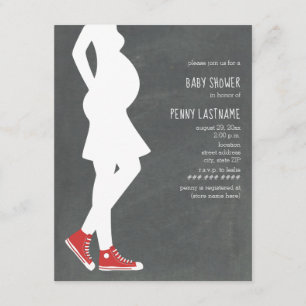 Red Sneakers Baby Bump Baby Shower Inbjudningar