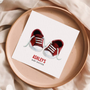 Red Sneakers Baby Shower Napkins, Gender Neutral Pappersservett