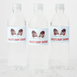Red Sneakers Baby Shower Vattenflaska Labels Vattenflaskor Etikett