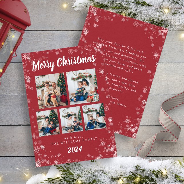 Red Snö Flake Helgdag Card Julkort (Red Snow Flake Holiday Card
)