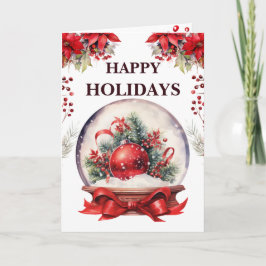 Red Snö Globe Glad helg | Jul Hälsning Tack Kort