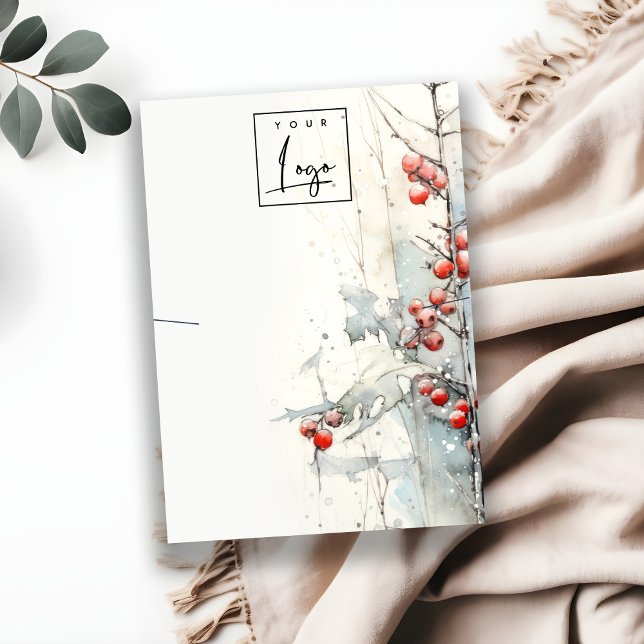 Red Snö Winter Berries Logotyp Necklace Holder Visitkort (Skapare uppladdad)