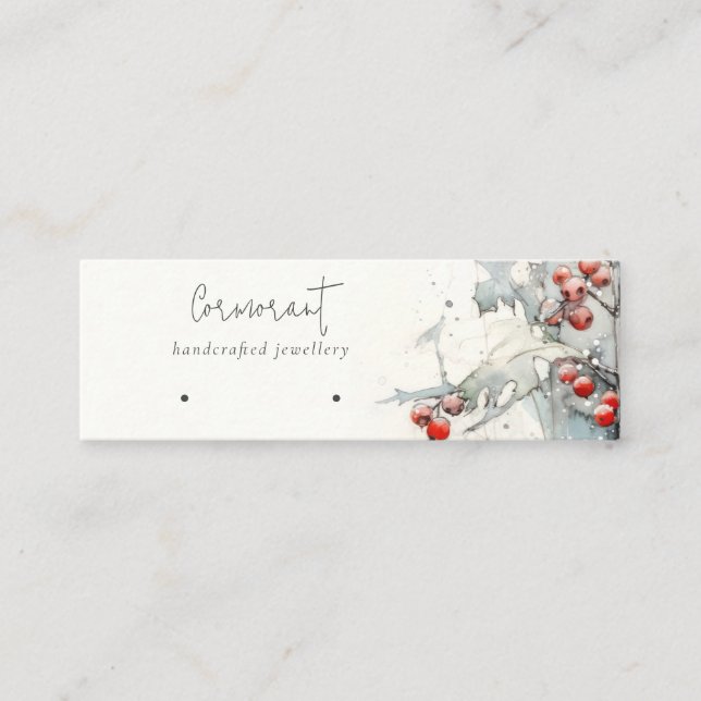 Red Snö Winter Berries Ringar Loop Stud Holder Mini Visitkort (Framsida)