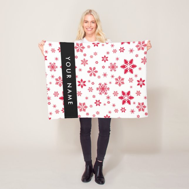 Red Snöflingor, ditt namn, anpassa Fleecefilt (På plats)