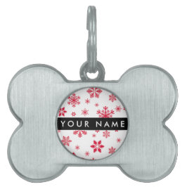 Red Snöflingor, ditt namn, anpassa ID-bricka Husdjur