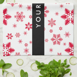 Red Snöflingor, ditt namn, anpassa Kökshandduk