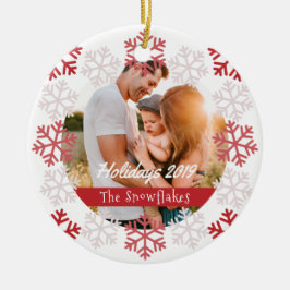 Red Snöflingor Helgdagars White Ceramic Ornament