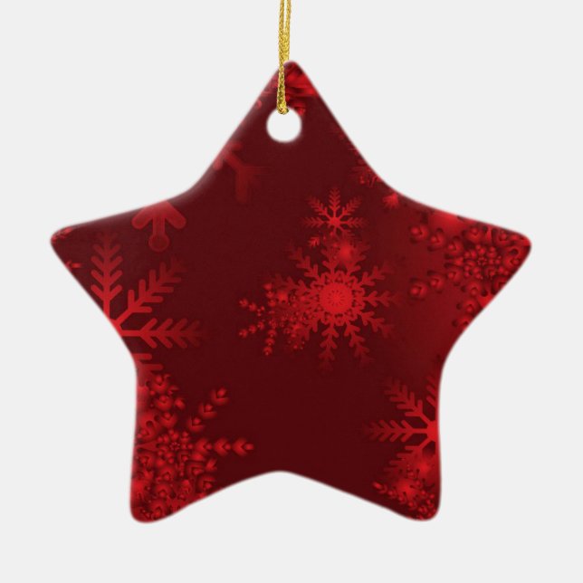 Red Snöflingor Julgransprydnad Keramik (Framsidan)