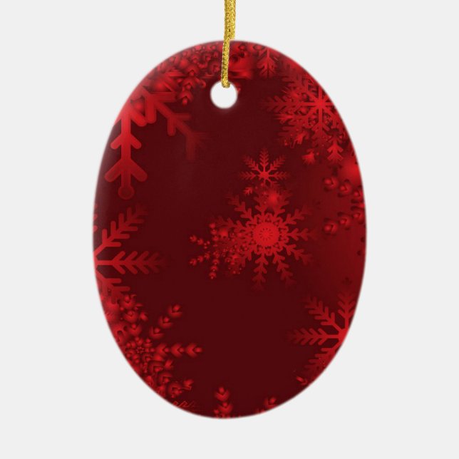 Red Snöflingor Julgransprydnad Keramik (Framsidan)