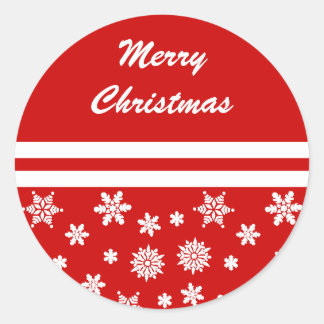 Red Snöflingor julklapp Runt Klistermärke