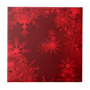 Red Snöflingor Kakelplatta
