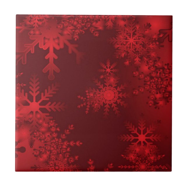 Red Snöflingor Kakelplatta (Framsidan)