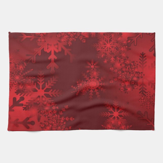 Red Snöflingor Kökshandduk (Horisontell)