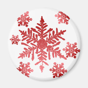 Red Snöflingor Magnet