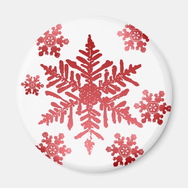 Red Snöflingor Magnet (Framsidan)