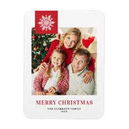 Red Snöflingor Märkre God jul Photo Magnet