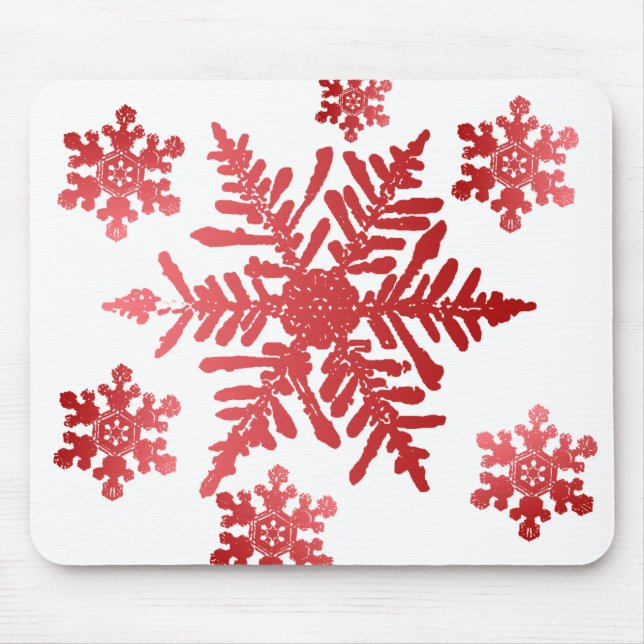 Red Snöflingor Mouse Pad Musmatta (Framsidan)