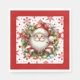 Red Snöflingor och Santa Pappersservett