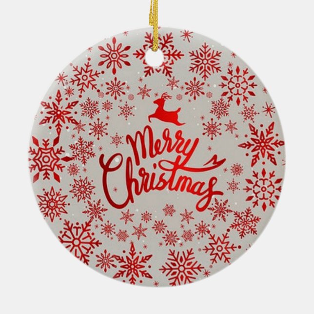 Red Snöflingor Reindeer God jul Ornament (Baksidan)