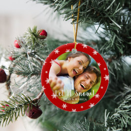 Red Snöflingor Round-jul Julgransprydnad Keramik