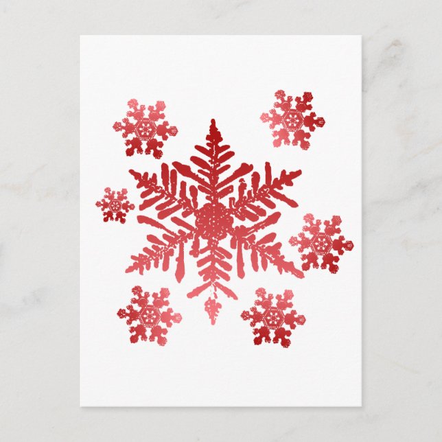 Red Snöflingor Vykort (Framsida)