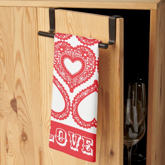 Red Snöre Heart Kitchen Towels Kökshandduk (Thirds Fold)