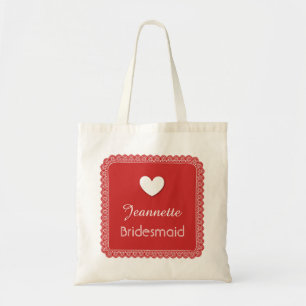 Red Snöre med Heart Bridesmaid Bröllop Bag V18 Tygkasse