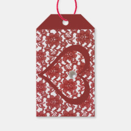 Red Snöre Mönster Valentine Presentetikett