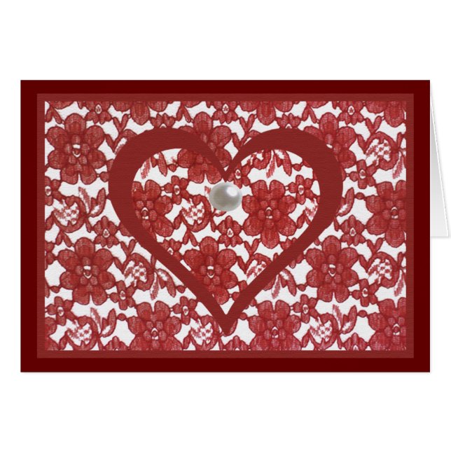 Red Snöre Valentine Card med Dikt Hälsningskort (Framsidan Horizontal)