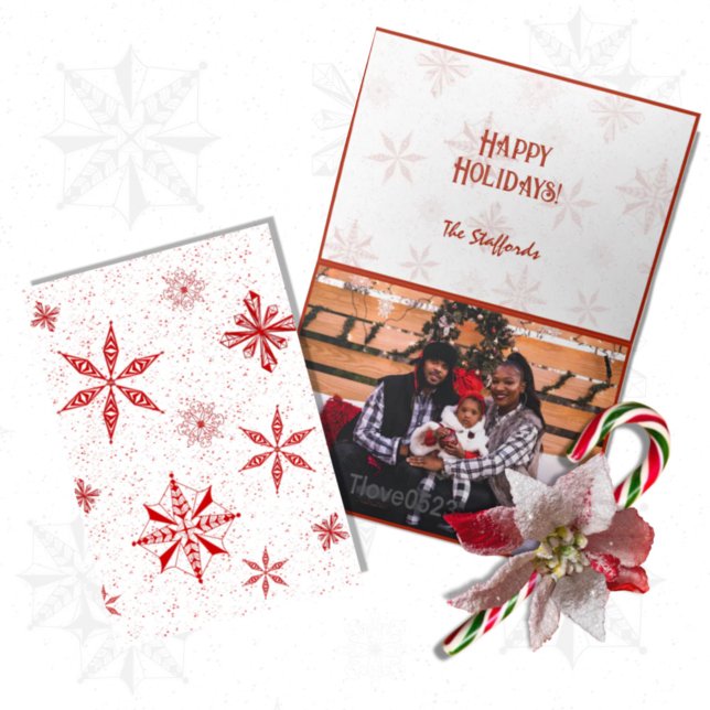 Red Snow on White Canvas Design Christmas Card Tack Kort (Skapare uppladdad)