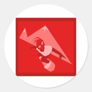 Red Snowboard-Logotyp Runt Klistermärke