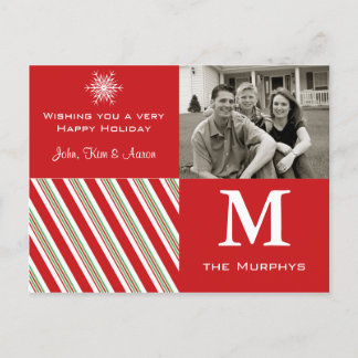 Red Snowflake Helgdag Photo Card Helg Vykort