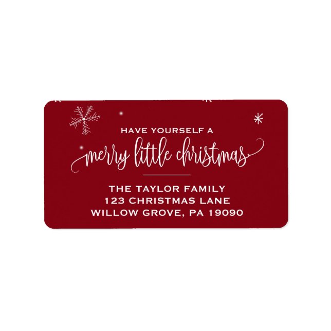Red Snowflake-jul Adressetikett (Framsidan)