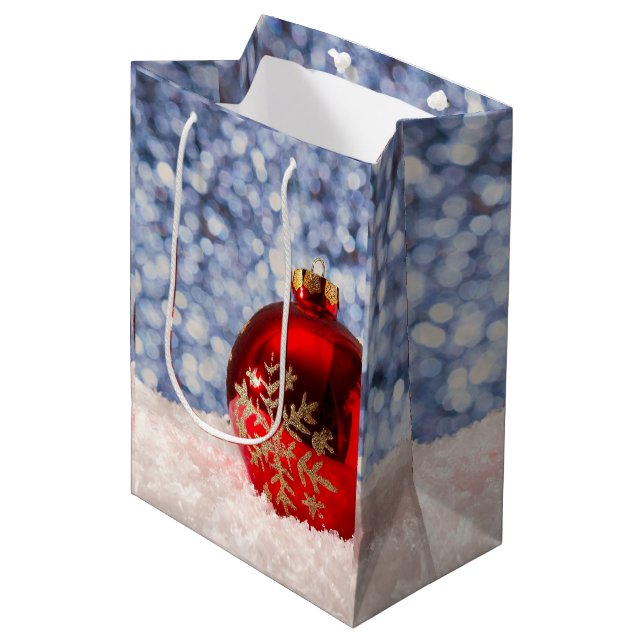 Red Snowflake-jul Bauble (Framsidan Vinklad)