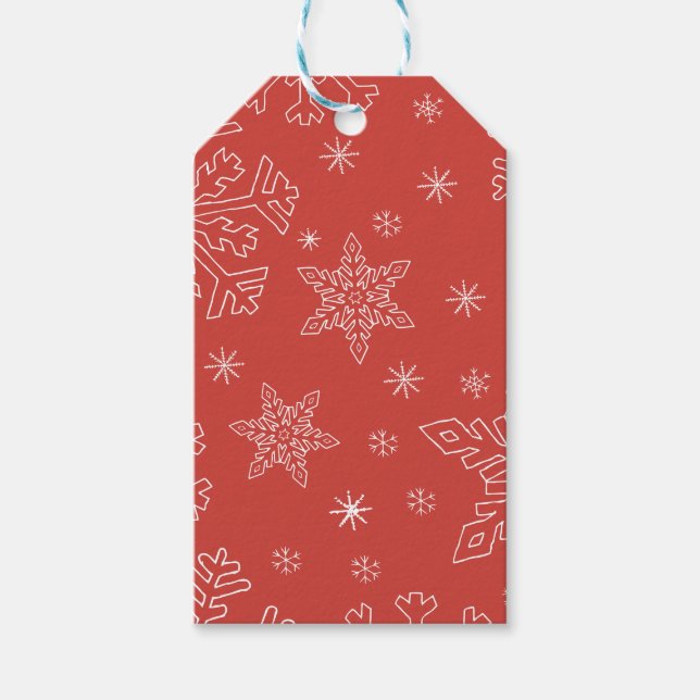 Red Snowflake jul BG Snowflake Boarder Presentetikett (Framsidan)